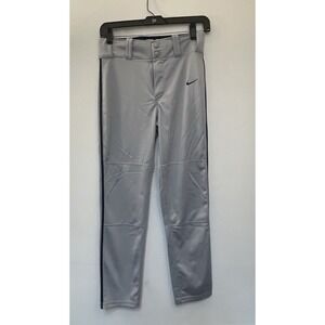 Nike Baseball Pants YOUTH Size XL Gray W/ Black Piping Dri Fit Open Ankle Length